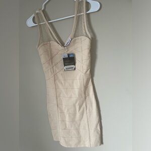 Crush&Co Mini Beige bandage Bodycoon Dress NWT size Small